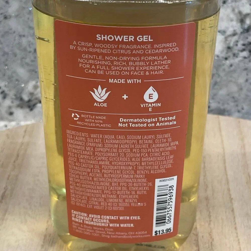 Bath & Body Works Shower Gel 10 oz. CITRUS & CEDAR Aloe + Vitamin E